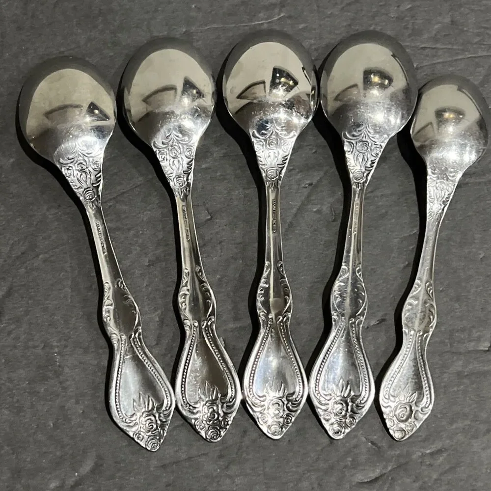 Stanley Roberts SRB269 Stainless Flatware 5 Spoons Garden Floral Rose Korea